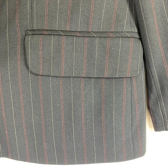 wool blend 2 piece set pinstripe womens suit blazer sz12 pants SZ 8 LOUBEN - Picture 12 of 16